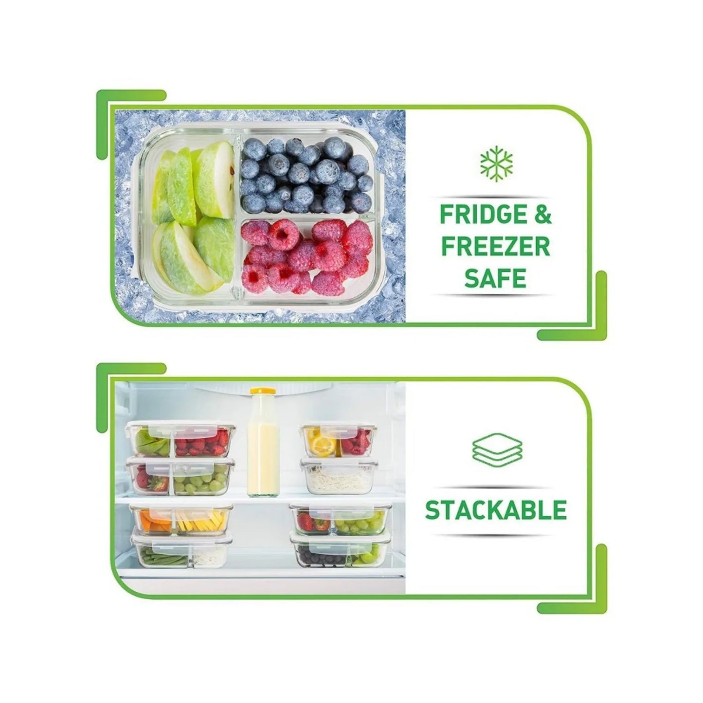 3 Pack 34 Oz Glass Meal Prep Containers - Dishwasher Microwave Freezer Oven Safe - Glass Storage Containers with Lids