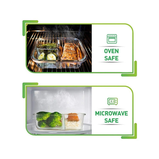 3 Pack 34 Oz Glass Meal Prep Containers - Dishwasher Microwave Freezer Oven Safe - Glass Storage Containers with Lids