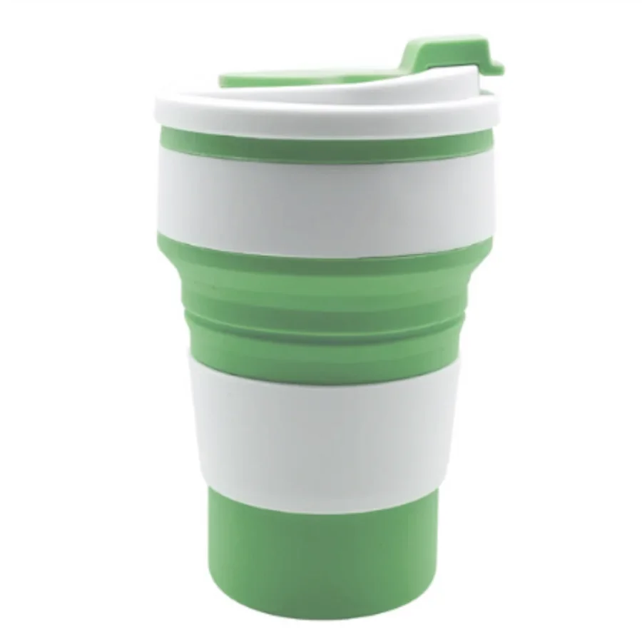 Silicone Food-Grade Folding Cup 350ml With Lid, Reusable Portable Hot - Coffee Cup, For Travel And Camping
