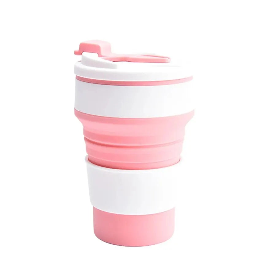Silicone Food-Grade Folding Cup 350ml With Lid, Reusable Portable Hot - Coffee Cup, For Travel And Camping