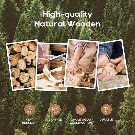 Teak Wooden Cooking Utensils Set, 10 Piece Premium Kitchen Cookware, Non-Scratch Wooden Spoons for Cooking, Perfect for