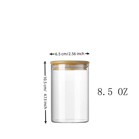 12 Pcs Round Spice Jars with Bamboo Lids and Stickers Glass Storage Jars