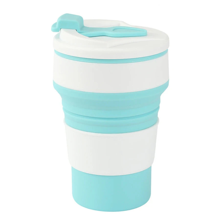 Silicone Food-Grade Folding Cup 350ml With Lid, Reusable Portable Hot - Coffee Cup, For Travel And Camping